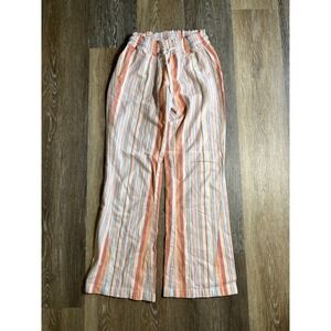 Roxy Striped Beach Pants Women Small Multicolor Excellent Smocked Drawstring